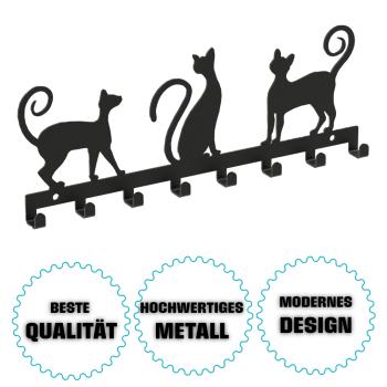 Innbee® Schlüsselanhänger schwarz aus Metall Katze Flur Schlüssel Bügel Wand Cat