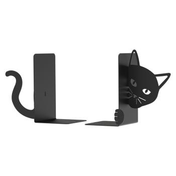 Innbee® Buchstütze Schwarz Katze Bücherhalter Ständer Metall Bücherregal Book