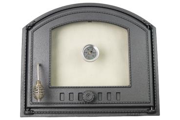 Innbee® Backofentür Gusseisen Ofentür Pizzaofentür Steinofentür Glas Thermometer In-1208
