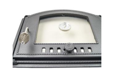 Innbee® Backofentür Gusseisen Ofentür Pizzaofentür Steinofentür Glas Thermometer In-1208
