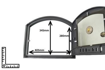 Innbee® Backofentür Gusseisen Ofentür Pizzaofentür Steinofentür Glas Thermometer In-1208