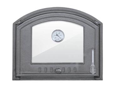 Innbee® Backofentür 485x410 mit Glas mit einem Thermometer Pizzaofentür Gusseisen Brotofen Ofentür Kacheltür - In-1207