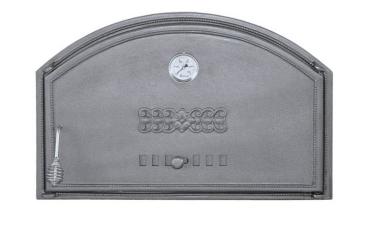 Innbee® Backofentür 700x460 Gusseisentür mit einem Thermometer für Kamin Ofen Grill Holzofen Backofen In-1304
