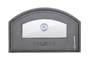 Innbee® Backofentür 700x460 Gusseisentür mit einem Thermometer mit Glas für Kamin Ofen Grill Holzofen Backofen In-1307
