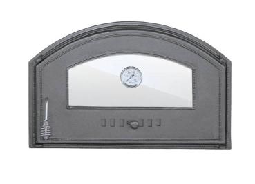 Innbee® Backofentür 700x460 Gusseisentür mit einem Thermometer mit Glas für Kamin Ofen Grill Holzofen Backofen In-1308