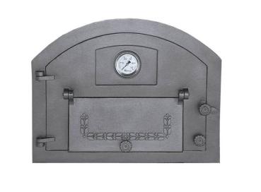 Innbee® Backofentür 610x480 Gusseisentür für Pizzaofen mit einem Thermometer In-2203