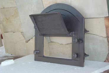 Innbee® Backofentür 610x480 Gusseisentür für Pizzaofen mit einem Thermometer In-2203