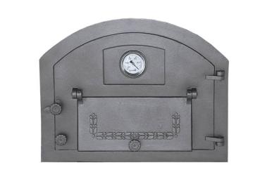 Innbee® Backofentür 610x480 Gusseisentür für Pizzaofen mit einem Thermometer In-2204