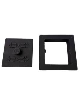 Innbee® Revisionstür Gußeisen 175x175mm Gusseisen Kacheltür Backofentür Schwarz