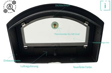 Innbee® Backofentür Gusseisen Ofentür Pizzaofentür Steinofentür Glas Thermometer