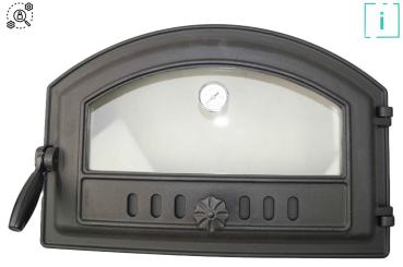 Innbee® Backofentür Gusseisen Ofentür Pizzaofentür Steinofentür Glas Thermometer