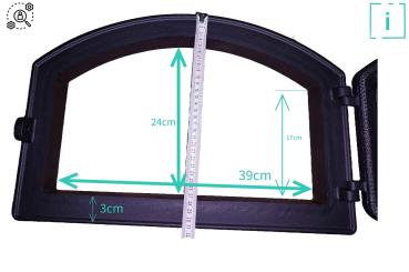 Innbee® Backofentür Gusseisen Ofentür Pizzaofentür Steinofentür Glas Thermometer