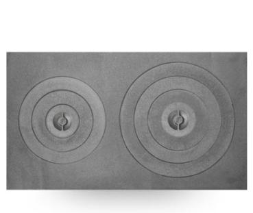 Ofenplatte aus Gusseisen, mit Herdrings Ofenringe 520x900mm