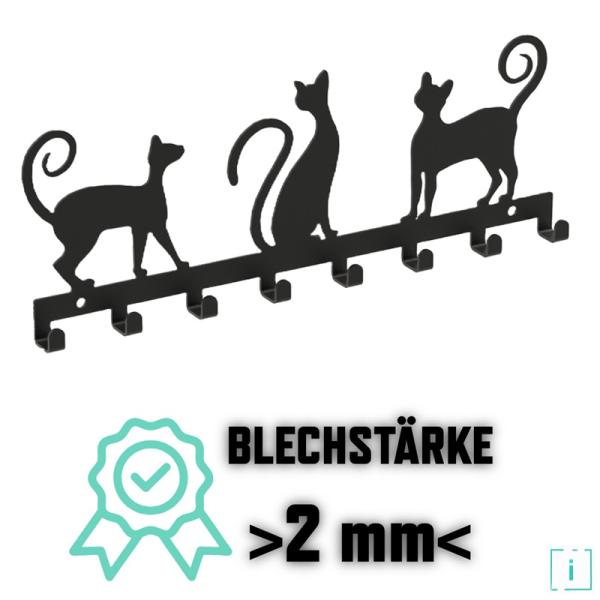 Innbee® Schlüsselanhänger schwarz aus Metall Katze Flur Schlüssel Bügel Wand Cat