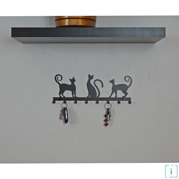 Innbee® Schlüsselanhänger schwarz aus Metall Katze Flur Schlüssel Bügel Wand Cat