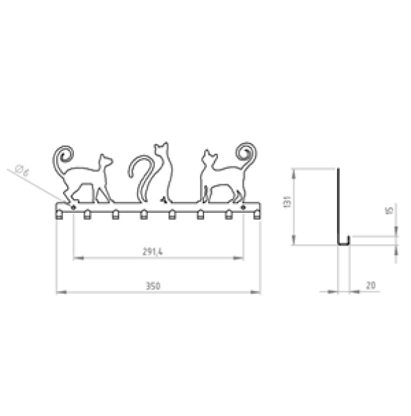 Innbee® Schlüsselanhänger schwarz aus Metall Katze Flur Schlüssel Bügel Wand Cat