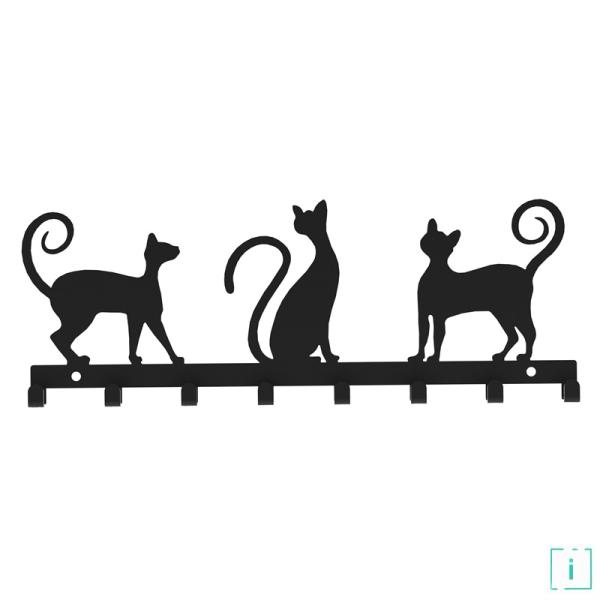 Innbee® Schlüsselanhänger schwarz aus Metall Katze Flur Schlüssel Bügel Wand Cat
