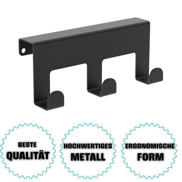 Innbee® Schubladentürhaken Türhaken Schwarz Haken Metall Hakenleiste Küche Regal
