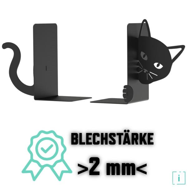 Innbee® Buchstütze Schwarz Katze Bücherhalter Ständer Metall Bücherregal Book