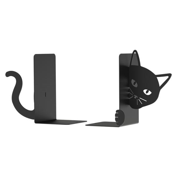 Innbee® Buchstütze Schwarz Katze Bücherhalter Ständer Metall Bücherregal Book
