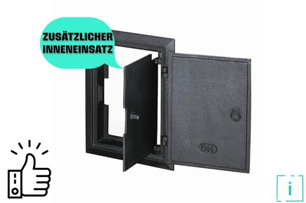 Innbee® Revisionstür 285x210 mm Backofentür Gusseisen Räucherei Ofentür Aschetür