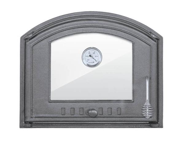 Innbee® Backofentür 485x410 mit Glas mit einem Thermometer Pizzaofentür Gusseisen Brotofen Ofentür Kacheltür - In-1207