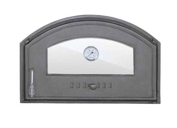 Innbee® Backofentür 700x460 Gusseisentür mit einem Thermometer mit Glas für Kamin Ofen Grill Holzofen Backofen In-1308