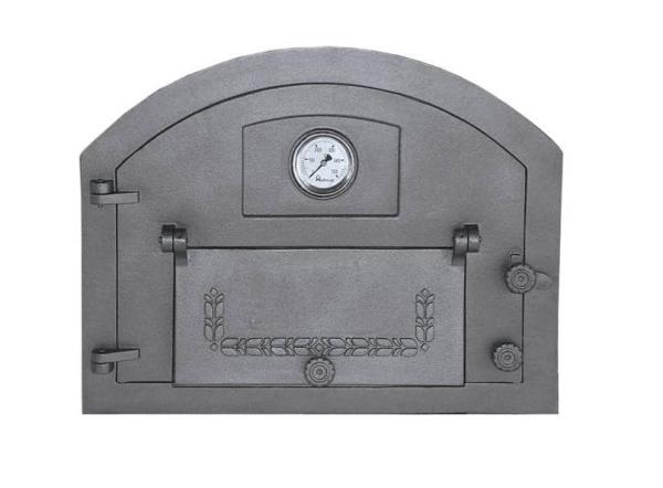 Innbee® Backofentür 610x480 Gusseisentür für Pizzaofen mit einem Thermometer In-2203