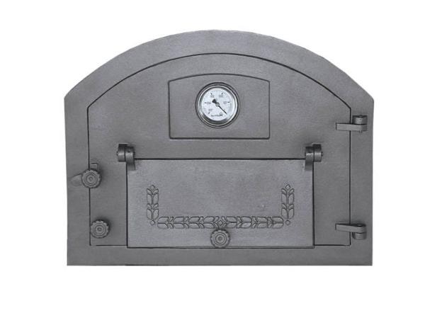 Innbee® Backofentür 610x480 Gusseisentür für Pizzaofen mit einem Thermometer In-2204