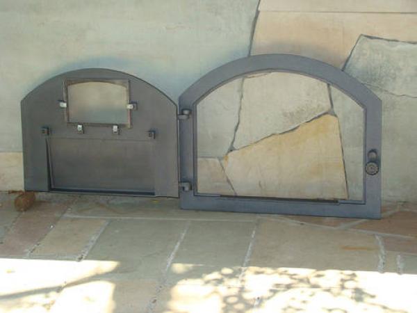 Innbee® Backofentür 610x480 Gusseisentür für Pizzaofen mit Hitzebeständiges Glas In-2205
