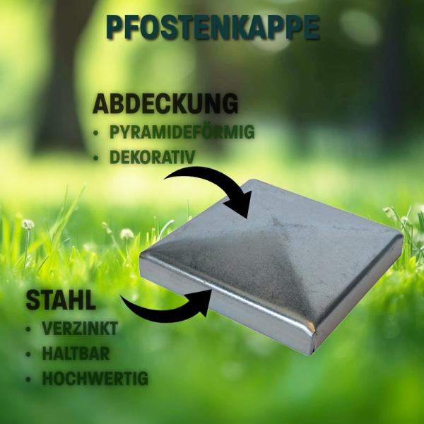 Innbee® 10 x Pfostenkappe 40x40 Zaun Kappe Stahl Konisch Deckel Zink Abdeckkappe