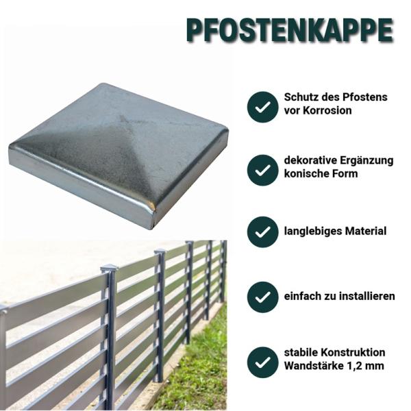 Innbee® 10 x Pfostenkappe 40x40 Zaun Kappe Stahl Konisch Deckel Zink Abdeckkappe