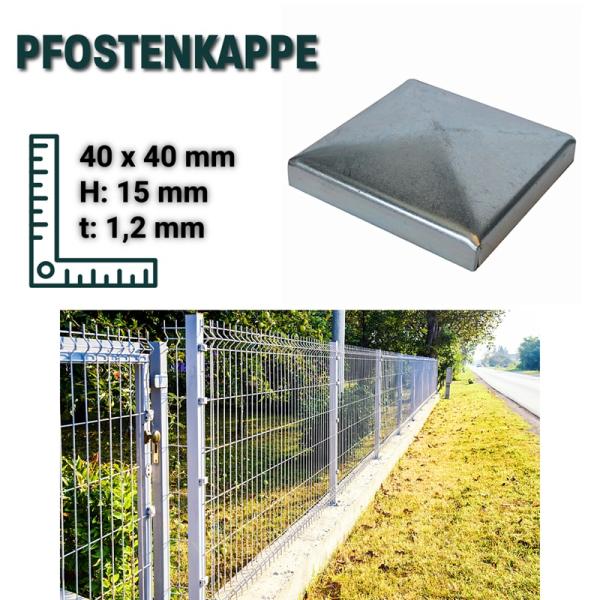 Innbee® 10 x Pfostenkappe 40x40 Zaun Kappe Stahl Konisch Deckel Zink Abdeckkappe
