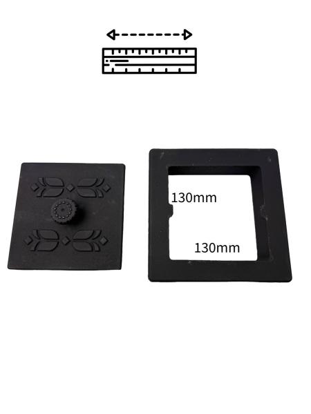 Innbee® Revisionstür Gußeisen 175x175mm Gusseisen Kacheltür Backofentür Schwarz