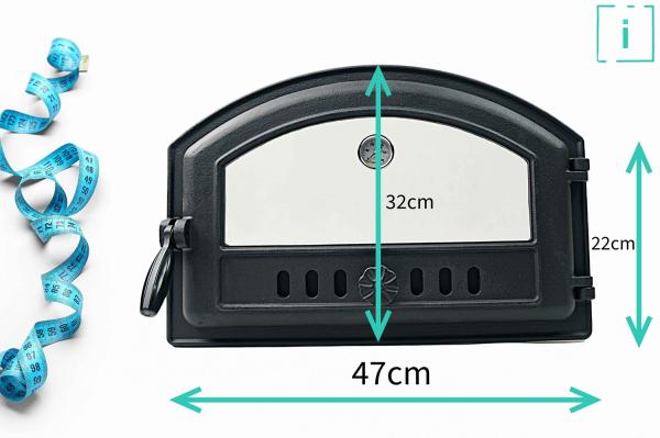 Innbee® Backofentür Gusseisen Ofentür Pizzaofentür Steinofentür Glas Thermometer
