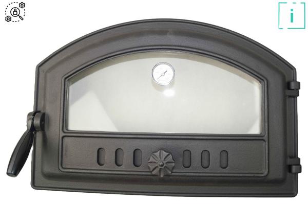 Innbee® Backofentür Gusseisen Ofentür Pizzaofentür Steinofentür Glas Thermometer